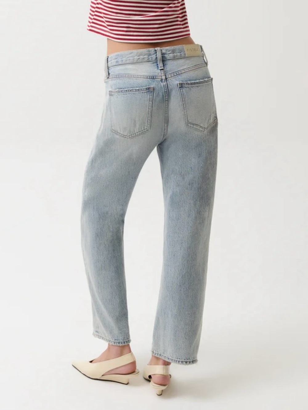 Pistola Lexi Mid Rise Bowed Straight Jeans in Bowie Light Wash Size 25 - Picture 10 of 12